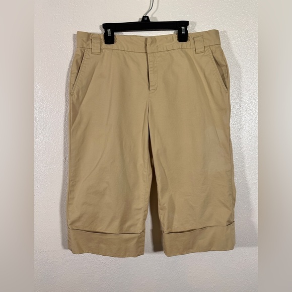 Weatherproof Women’s Khaki Mid Rise Wide Leg Cropped Pants Size 10 - Picture 1 of 3